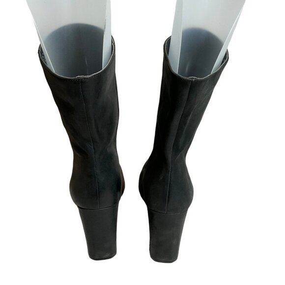 Lucky Brand Walwyn Black Nubuck Leather Block Heel Bootie Women's Size 8M - Picture 4 of 9